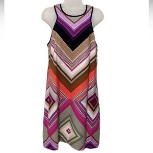 Trina Turk Size 8 Black and White Colorful Sleeveless Halter Sundress
